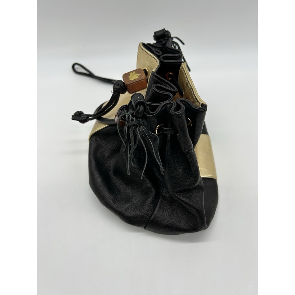 LouLou De la Falaise Vintage Black leather shoulder bag Wooden Accents - Picture 7 of 10